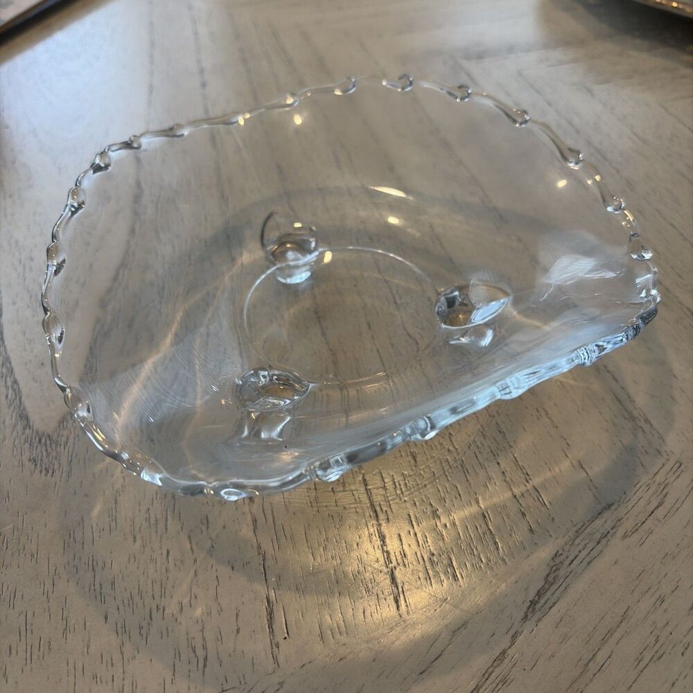 Fostoria Century Pressed Clear Glass 3-Toed Tricorne Bowl 7.25"